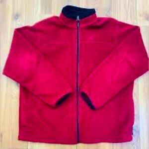 Timberland Men's Tall XL Fleece Full Zip Jacket Rust Color Pockets Polyester